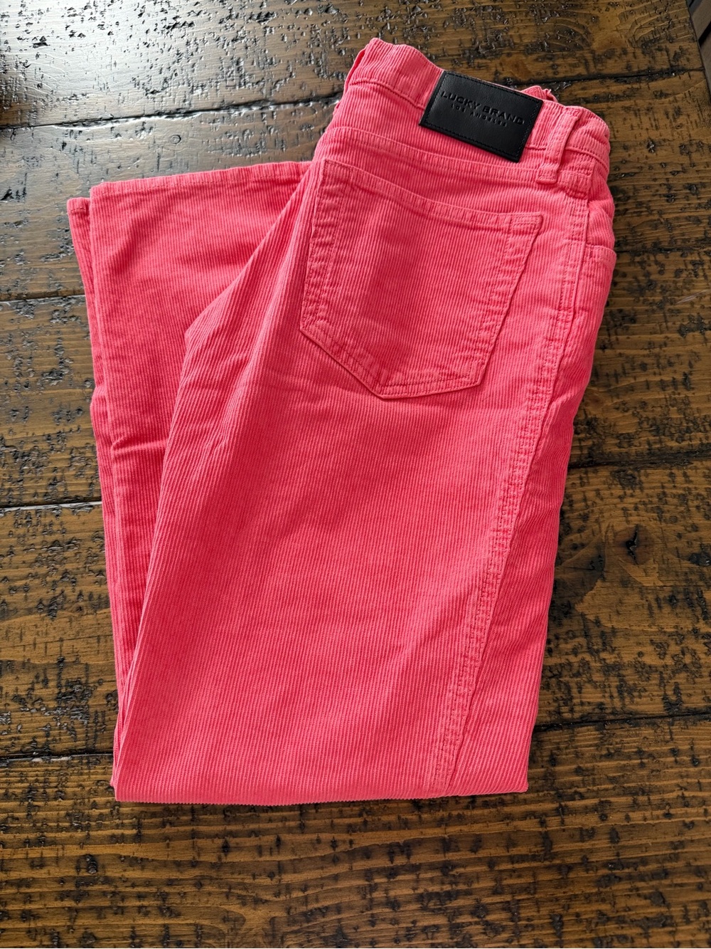 Lucky Brand Mid Rise Authentic Straight Crop Pink Corduroy Pants Size 0 / 25